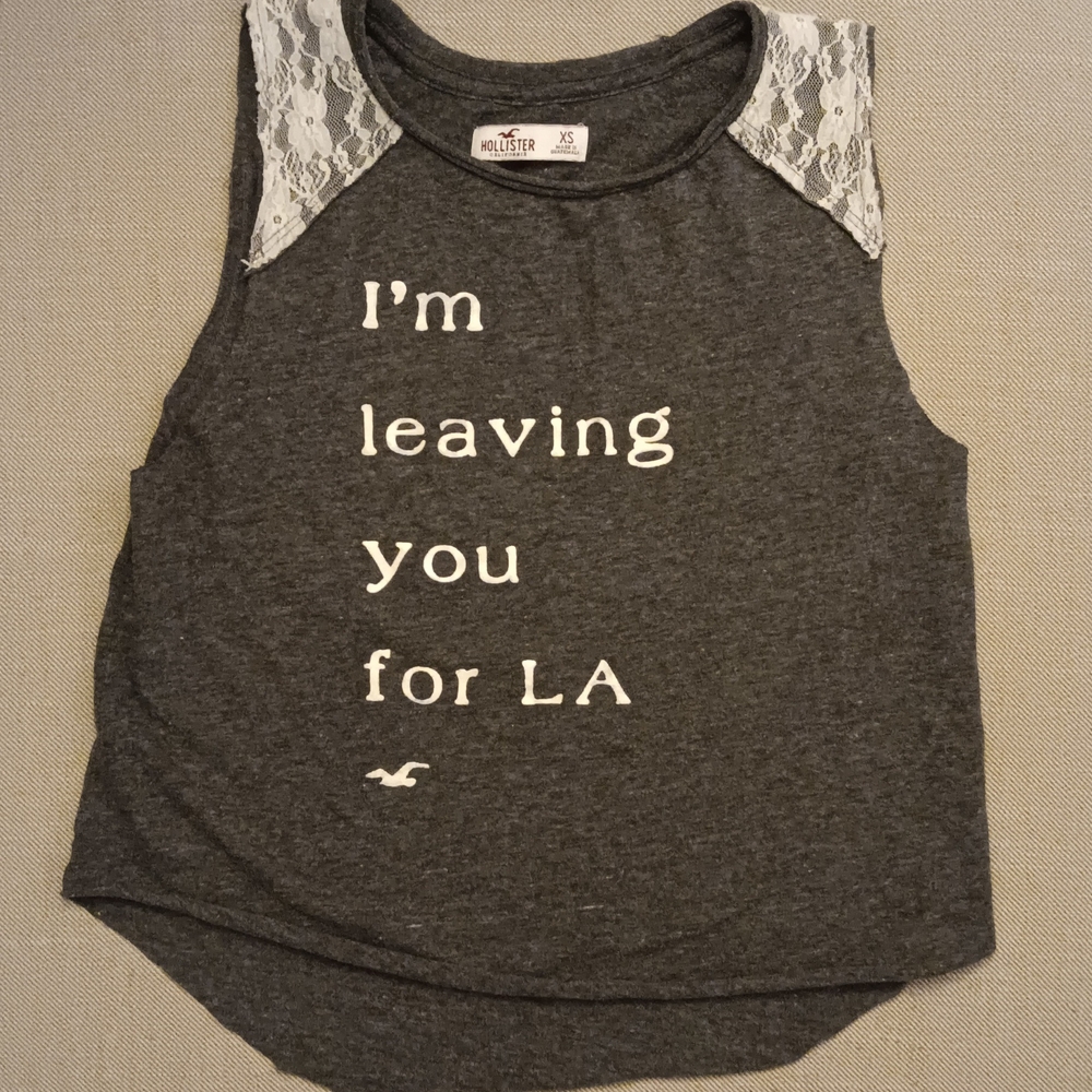 Hollister Charcoal Tank with Lace Accents